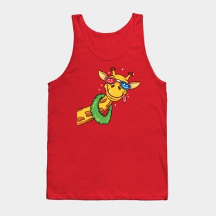 giraffe cartoon glasses tongue Tank Top